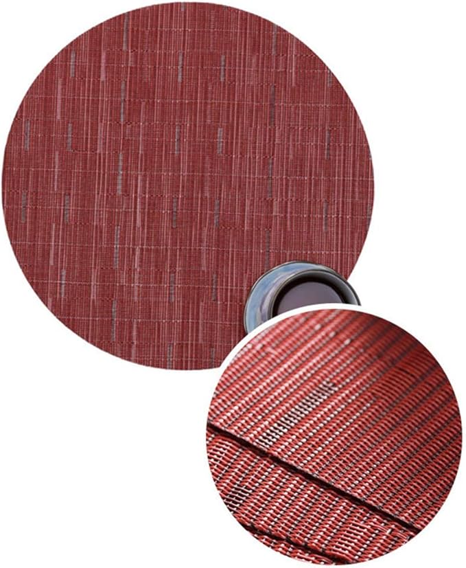 Round Placemats Set of 6 Woven Table Mats Washable Non-Slip Place Mats 13.8 Inch for Christmas Decoration Home Wedding Party,Burgundy