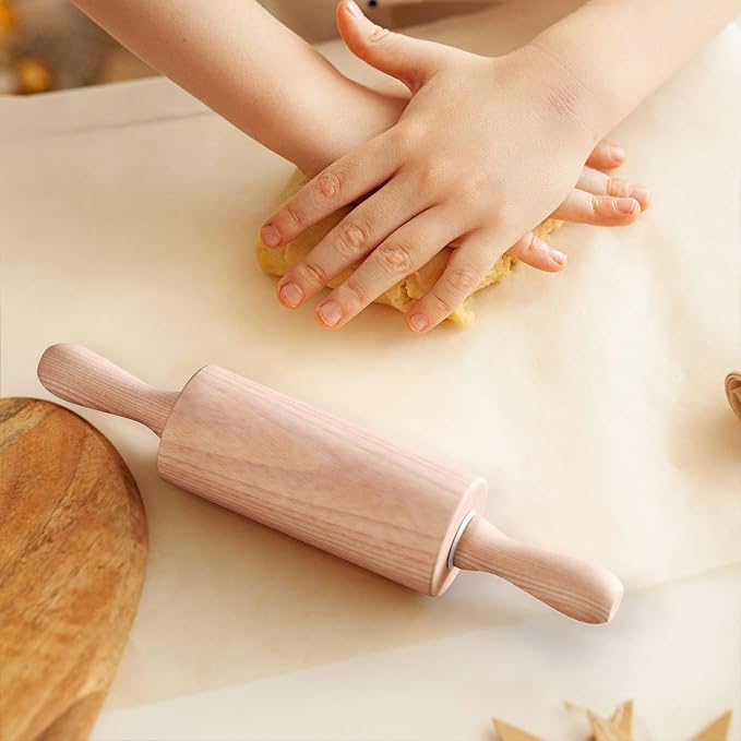 9-Inch Small Wooden Rolling Pin for Kids – Perfect for Baking, Play Dough, Clay, Arts & Crafts, and Small Dough Rolling