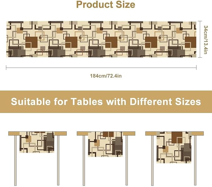 Mid Century Table Runner, Modern Abstract Geometry Art Table Runner for Home Indoor Outdoor Kitchen Holiday Birthday Party Wedding Decor 13x90 Inch