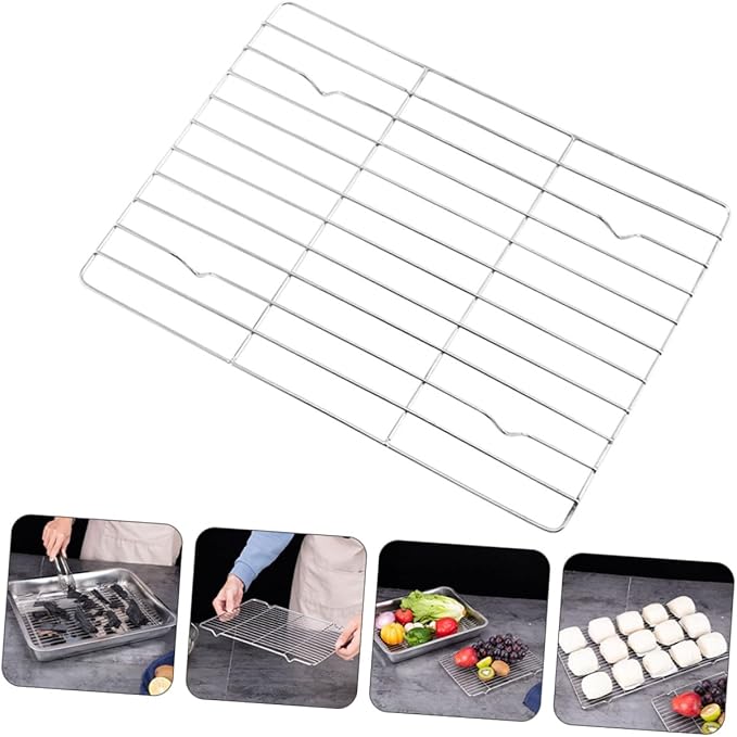 Zerodeko 1pc Stainless Steel Cooling Rack and Roasting Holder for Baking Multi-purpose Kitchen Tool for Cooling Cakes Barbecue and Drying Vegetables