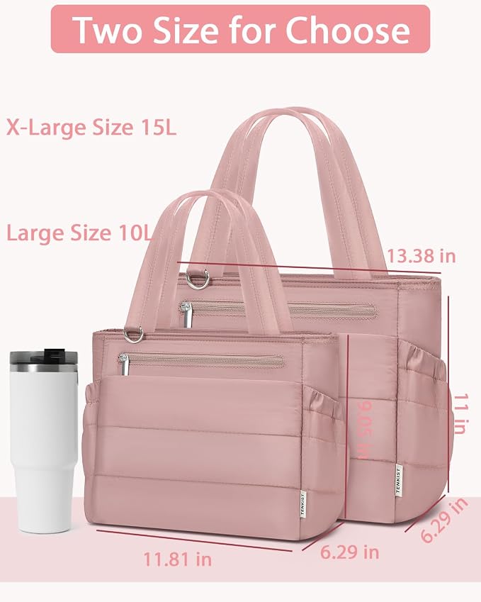 Lunch Box Tote Bag - Versatile Soft Insulated Lunchbox for Women - Lightweight Stylish Simple Lunch Pail Reusable Large Cooler Bag for Adults Work Office Camping Picnic Travel Outdoor Trips Pink 10L