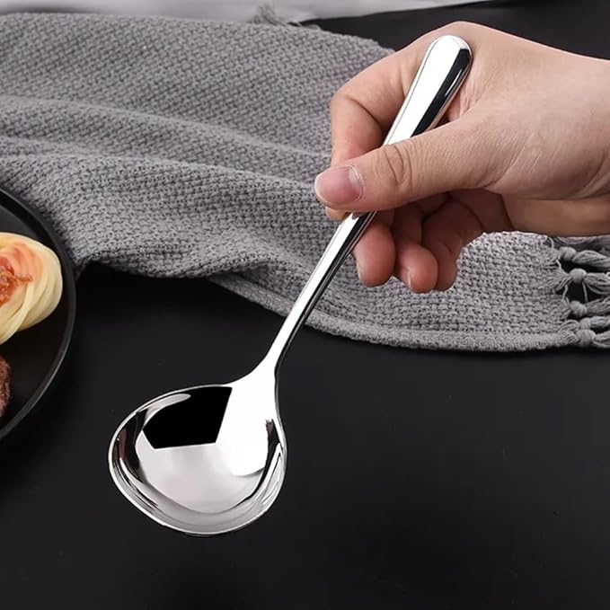 2pcs Soup Serving Ladle Small Soup Spoon Stainless Steel Gravy Soup Spoon Kitchen Utensil Cooking Long Handle Soup Spoon(sliver)