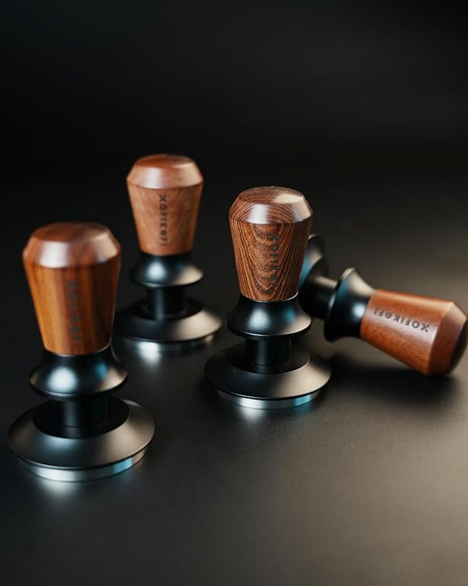 53.3mm Espresso Tamper, Coffee Tamper with Stainless Steel Ripple Base, Barista Espresso Coffee Tamper with 30lbs Spring Loaded and Rosewood Handle Fits for Breville Series 54mm Portafilter