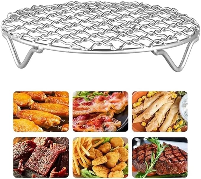 2Pcs Round Stainless Steel Cooling Rack For Baking Sheet Roasting Steaming And BBQ With Strong Support And Rust Resistant Finish For Long Term Use(15cm)