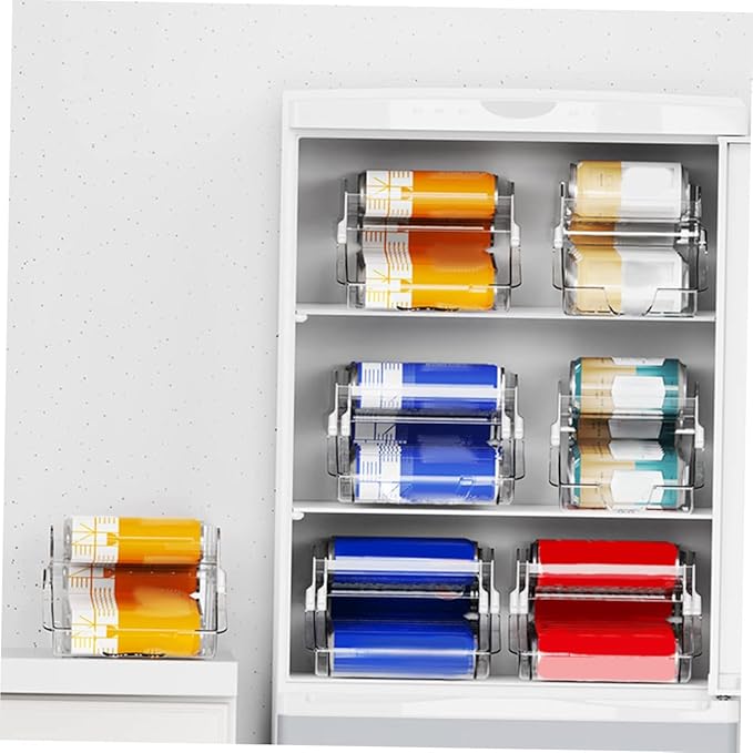 Mobestech Double Can Dispenser Clear Drink Organizer for Fridge and Pantry Space Saving Soda Storage Box Capacity Beverage Holder for Easy Access Kitchen Organizer