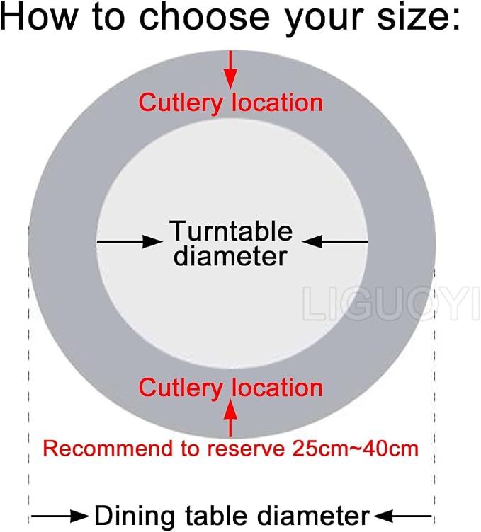 LIGUOYI Turntables for Dining Table Round Wood Table Top 360° Rotating Board 50 60 70 80 90cm Dining Table Serving Turntable, Lazy Susan Share Food Spin Smoothly Home Dining