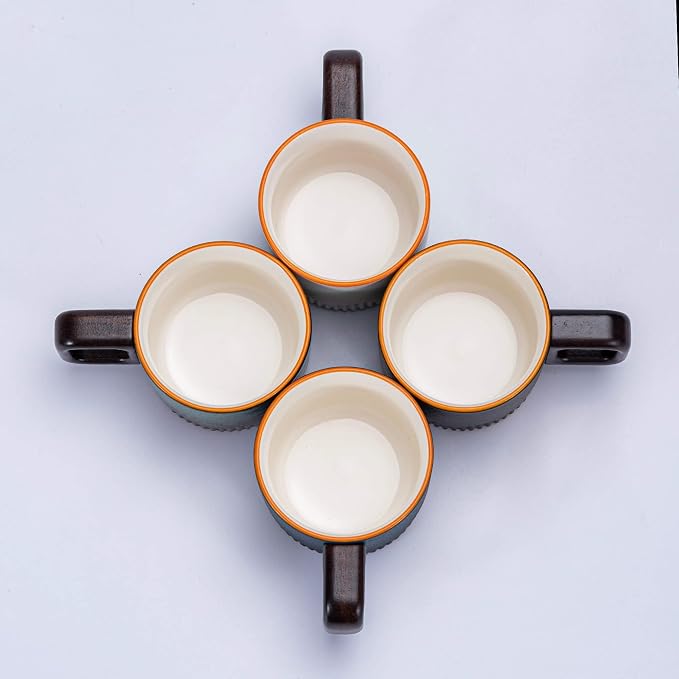 Zurucily Espresso Cups Set of 2, 2 oz Ceramic Espresso Cups, Demitasse Cups for Tea or Coffee (Black&White)