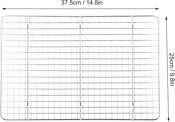 Checkered Cooling Rack 304 Stainless Steel Heavy Duty Baking Wire Rack with Grid Design for Home Bakery and Professional Kitchen Use 37.5cm x 25cm