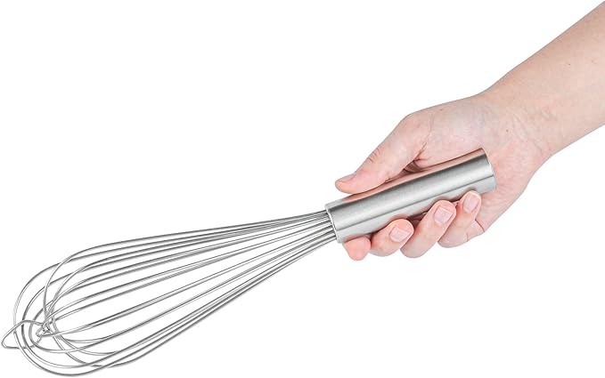 Restaurantware-Met Lux 12 x 2.5 x 2.5 Inch Baking Whisk, 1 French Whisk With Ergonomic Handle - Dishwashable, Won't Corrode, Stainless Steel , For Whipping, Baking, Or Cooking
