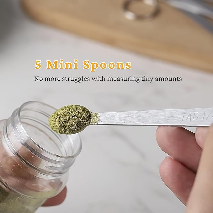 28 Pcs Stainless Steel Measuring Spoons Set with Leveler, Metal Round & Rectangular Spoons plus 2-Pack Mini Spoon Sets for Precise Cooking and Baking, Standard Sizes with Clear Engraved Markings