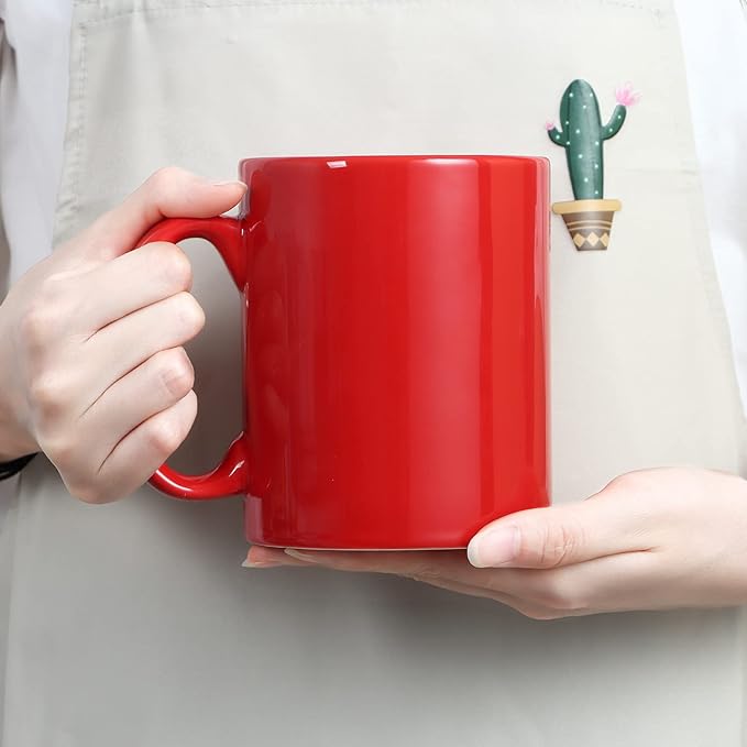 Large Coffee Mugs, 22 OZ(650ml) Extra Coffee Mug Set of 2, Smooth Ceramic Boss Cups, Big Capacity and Large Handle, for Dad Men, Red