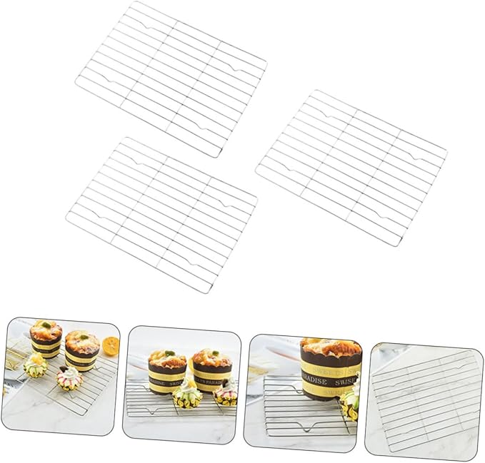 3pcs Nonstick Stainless Steel Baking Cake Cooler Rack Set, Small Pastry Cooling Holder for Oven and Kitchen Use