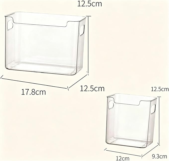 Clear Freezer Storage Bins, 4 Pack Clear Plastic Bins for Refrigerator and Pantry, Stackable Kitchen Cabinet Organizer with Handles for Kitchen, Office, Closet, Freezer organization(B-2L+2S)