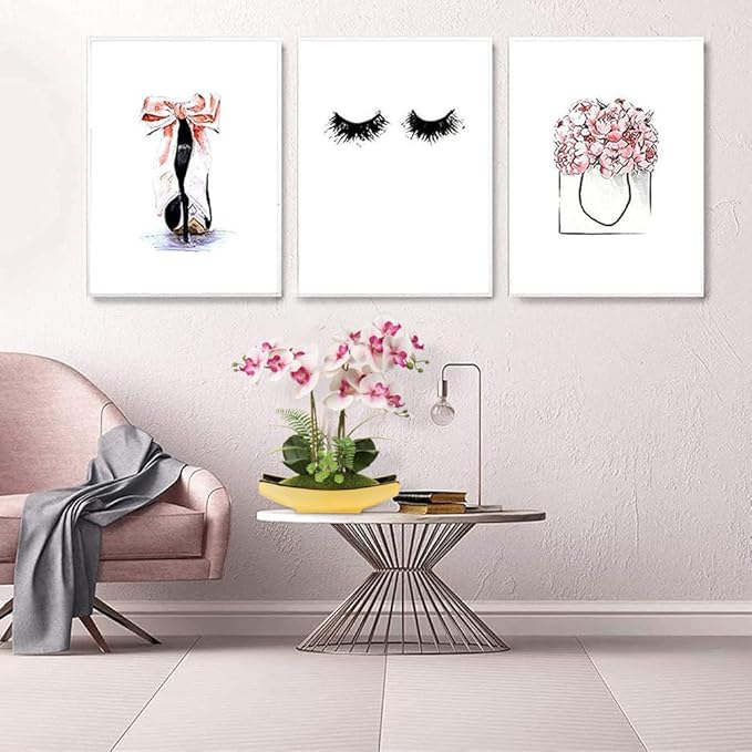 Briful Orchids Artificial Flowers 15" Light Pink Phalaenopsis Orchid with Gold Pots Real Touch Faux Orchid Plant for Home Office Living Room Table Shelf Decor