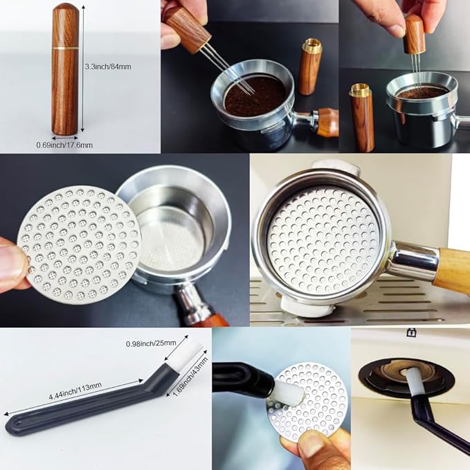 5 Pieces - 51mm Espresso Tamper Accessories Kit Fit 51mm Portafilters, 51mm Coffee Tampers Set, WDT Stirrer Tool, Puck Screen, Dosing Funnel, Coffee Cleaning Brush (51mm)