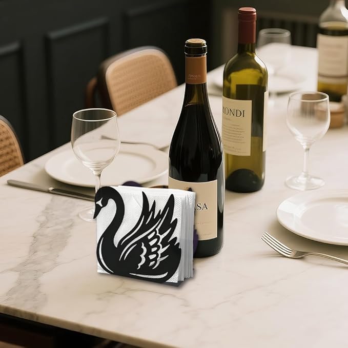 Swan Decorative Black Metal Napkin Holder for Table, 5.3" x 4.9" x 1.9" Swan Animal Standing Napkin Holder for Home Kitchen Restaurant Picnic Party Coffee Bar Dining Room