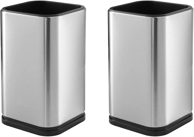 2PC Stainless Steel Kitchen Utensil Holder Caddy, Square Utensil Organizer, 4L X 4W X 6.7H