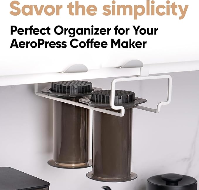 Altura The RACK: Hanging Shelf Rack for AeroPress Coffee Maker. Accessories, Organizer, Storage, Holder, Stand, Caddy (White)