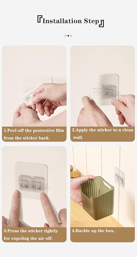 Set of 2 Storage Organizer Bins Wall Mounted Floating Shelves Fridge Organizer Stackable Clear Plastic Storage Bins for Wall, Refrigerator, Kitchen, Bathroom, Countertops, Pantry, BPA Free (Green)