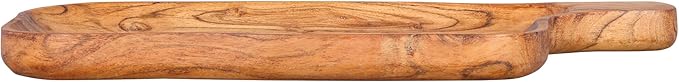 GoCraft Acacia Wood Serving Platter – 11 x 6 Inch – with Handle | Wooden Charcuterie Board for Cheese, Appetizers & Snacks | Natural Finish Bread Tray | Farmhouse Kitchen Décor | Food Display Tray