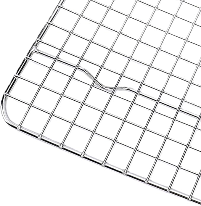 Thick Wire Oven Cookie Pan, Stainless Steel Heavy Duty Baking Rack for Roasting and Grilling, 18.1x9.8in Cooling Holder for Home Kitchen (Silver)
