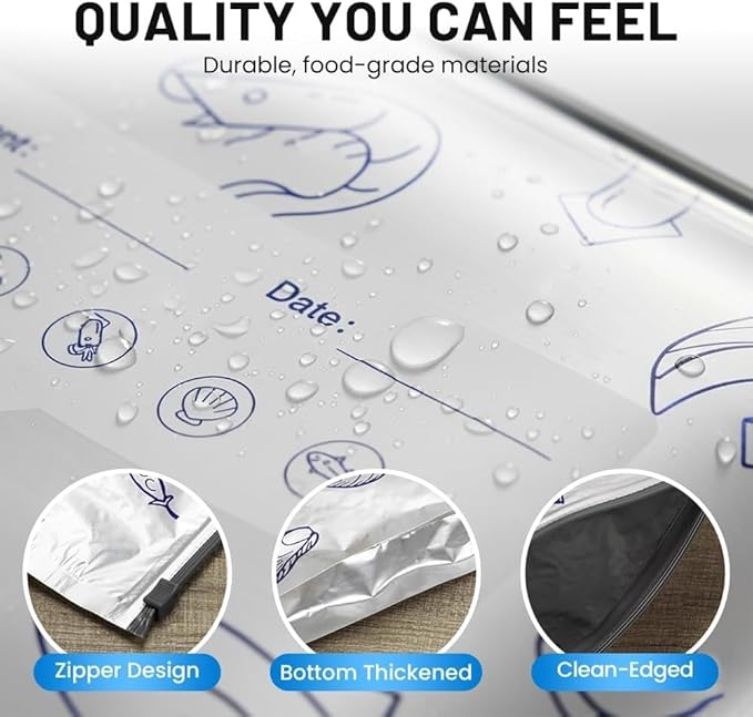 35PCS (4 Sizes) Thick Reusable Aluminum Foil Sealable Storage Bags,Stand Up Foil Sealable Bags with Label Zip Lock for Fruits Vegetables Meat Resealable Zipper Pouches for Food (S*10+M*10+L*10+XL*5)