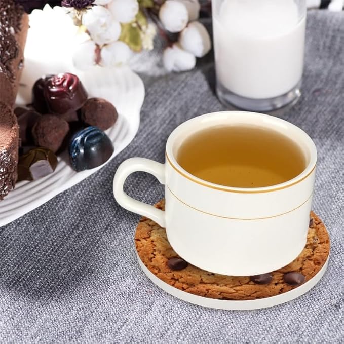 1 Pcs Coffee Cup Coasters for Drinks, Chocolate Chip Round Absorbent Non-Slip Ceramic Stone Cork Coasters for Kitchen Living Room Office Decoration Bar (4 * 4 Inch)