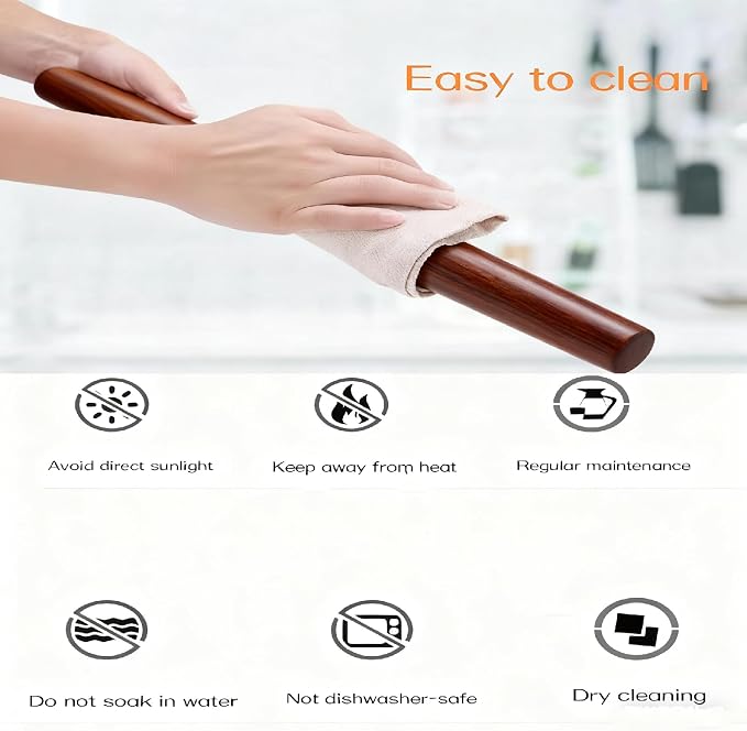 15.75Inches French Wooden Rolling Pin for Baking,Dough Roller,Brown color | Dough –Tapered Design,Smooth Construction,Natural Sapele Wood,Essential Kitchen Utensil For Fondant,Pizza Pie Crust, Pastry