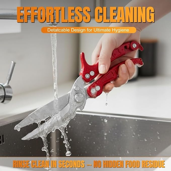 Heavy Duty Poultry Shears - A Must Have chicken processing equipment, Kitchen Scissors for Meat, Chicken, Turkey, and Vegetables - Non-Slip Handle, Safety Lock, Dishwasher Safe