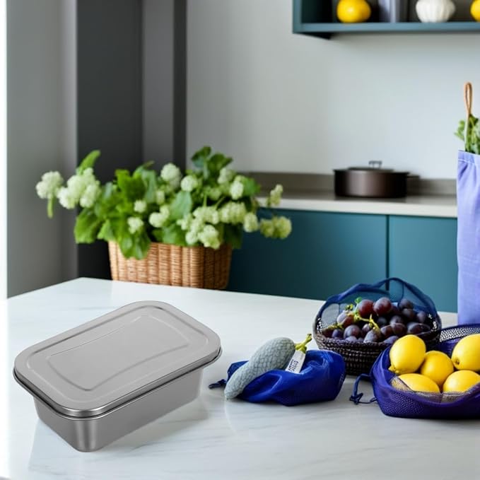 Reusable Ice Cream Tub Containers 2 Quart: Stainless Steel Ice Cream Containers for Homemade Ice Cream, Sorbet, Frozen Yogurt or Gelato - Stackable Ice Cream Freezer Container,1.8 Liter