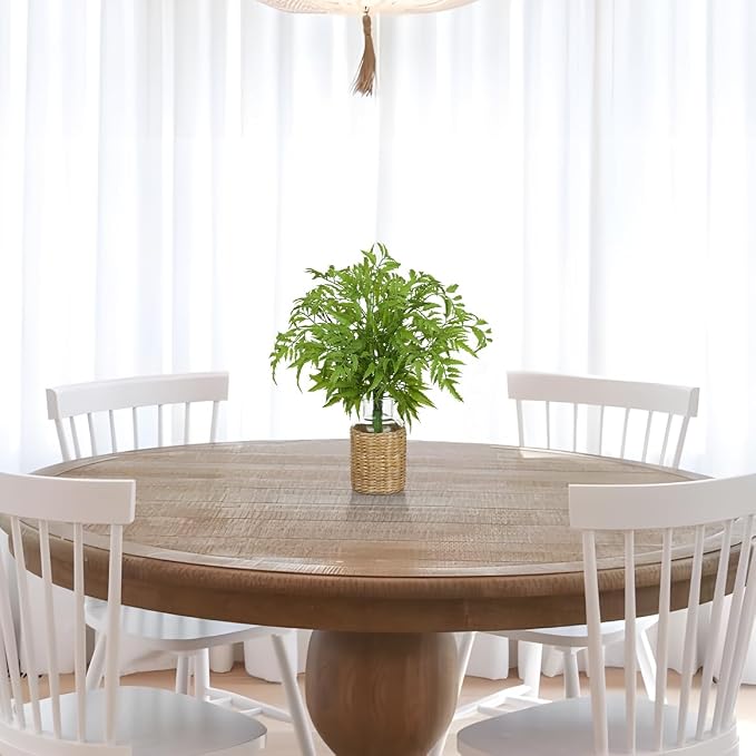 Faux Greenery Stems in Vase Aritificial Fern Plant in Glass Vase with Faux Water & Woven Cover Small Fake Desk Plants Greenery Centerpieces for Farmhouse Kitchen Dinner Tables Shelves Plants Decor