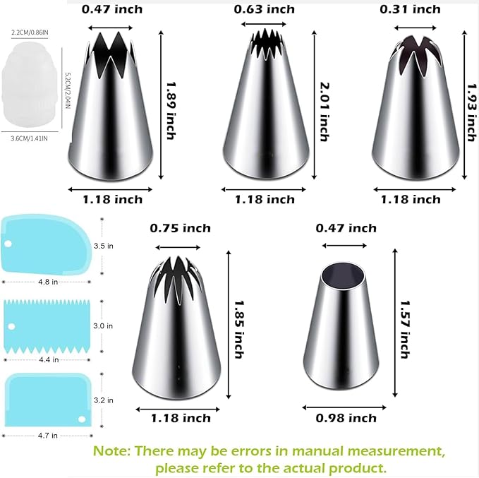 17 Pcs Reusable Piping Bags and Tips Set, Professional Cake Decorating Supplies with Standard Couplers and Silicone Rings, Frosting Baking Tools for Cupcake and Cookie Icing Decoration