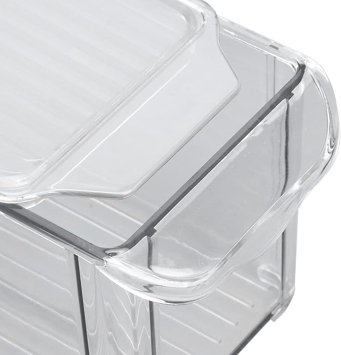 Fdit Clear Plastic Storage Bin with Lid - Large Capacity Food Grade Organizer for Pantry, Kitchen, Bathroom, Freezer, Transparent Stackable Container for Food, Toys, (Narrow high
