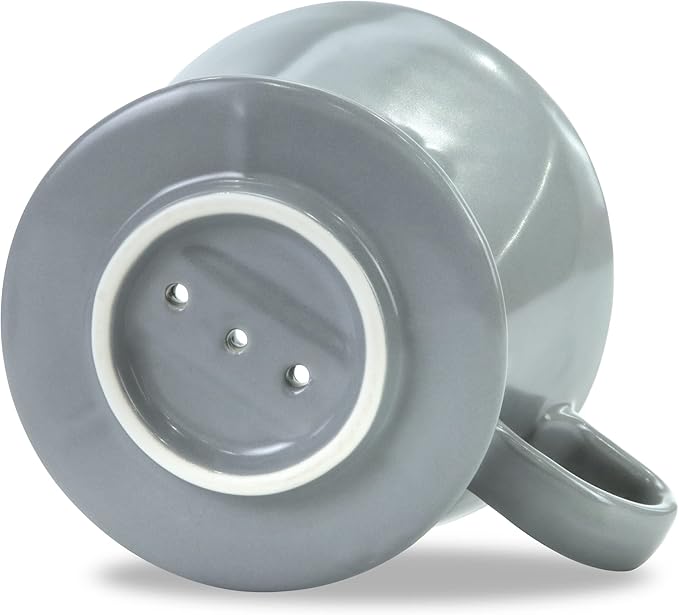 Pour Over Ceramic - Coffee Dripper Ceramic Coffee Maker with 3 Holes Flat Bottom, Porcelain Slow Filter Cone for Travel, Camping, Office, Home, Coffee Maker Brew, Grey