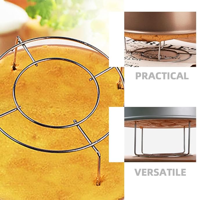 VICASKY Stainless Steel Cake Cooling Rack round Stand 7" Diameter Chiffon Cake Holder Wire Baking Rack for Pastry Cooling and Steaming