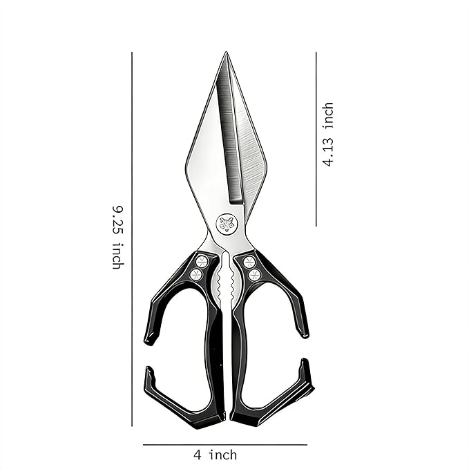 Seattleget Multifunctional Heavy-Duty Kitchen Shears,Chicken Bone Scissors,Japanese Style High Carbon Steel Cooking Scissors,Poultry Shear,Poultry Shear,for Meat,Seafood and Bone Cutting(Black)