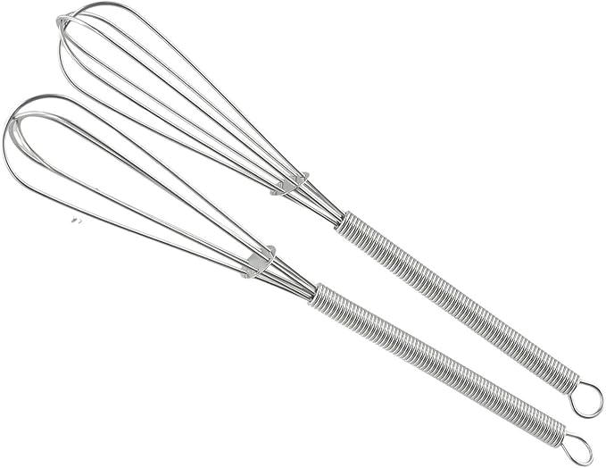 2 Piece Mini Stainless Steel Balloon Whisk Set for Mixing, Whipping, Stirring, 7 Inch Length