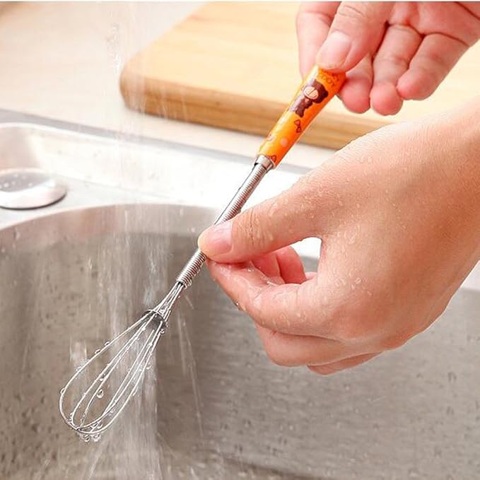 Verdental 4 Pieces 7 Inches Colorful Small Stainless Steel Whisks with Cute Cartoon Bear Handle Design Little Balloon Whisk for Mixing and Beating Eggs