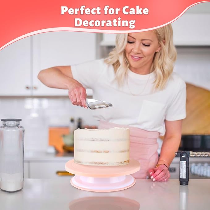 107PCS Cake Decorating Kit Includes Revolving cake turntable for decorating, Icing Bags and Tips Set, 2 Spatulas, 3 Cake Scraper, 25 Piping Bags, frosting piping kit, and 3 Coupler for Baking