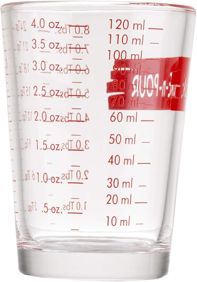 Tablecraft H1433T Measuring Cup Measure-N-Pour, 4 oz, Clear