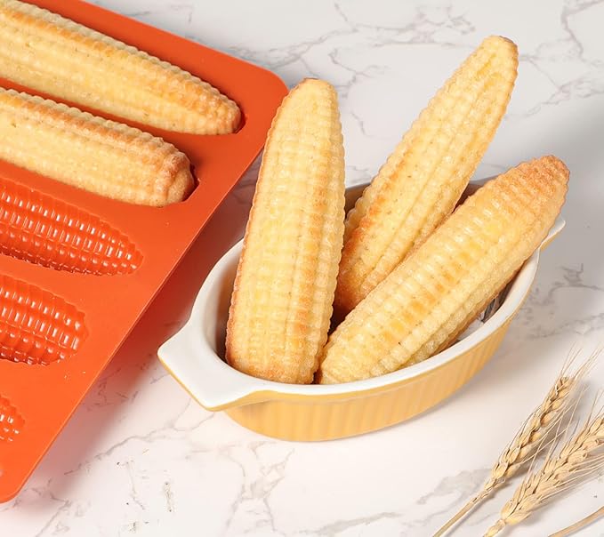 Webake Corn Stick Bread Pan Set of 2, Silicone Corn Cob Bread Molds for Baking Corn Dog Pan Cornbread Southern Corn Sticks