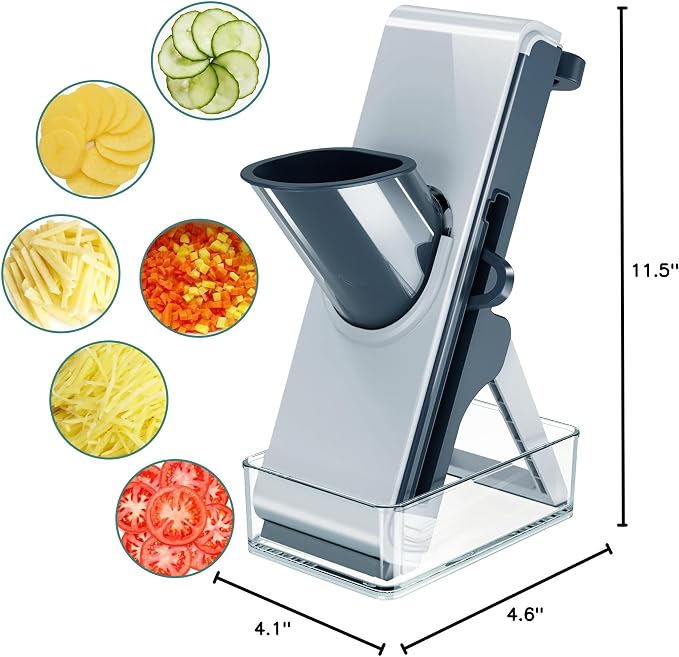 4in1 Mandoline Slicer for kitchen, Potatoes Slicer, Safe Mandoline Slicer, Vegetable Strip Julienne Cutter, Fast Meal Prep