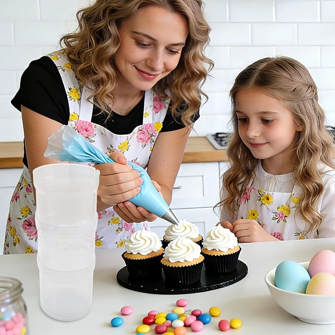 Pastry Piping Bag Holder Stand, Translucent Clear Plastic Cream Icing Bag Rack, Hands-Free Piping Bag Holder, Adjustable Height, Home Bakers & Professional Chefs