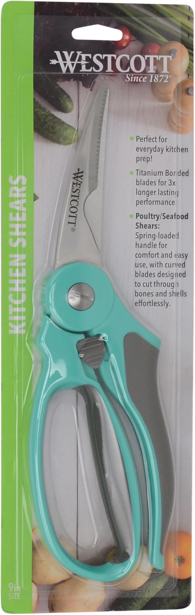 Westcott 9-Inch Titanium-Bonded Kitchen Shears - Soft Handle Spring-Assist Scissors for a Variety of Kitchen Tasks, Ideal for Poultry, Vegetables, and More