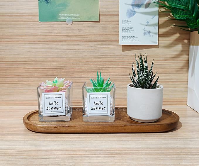 Small Wooden Oval Tray (11.3 x 4.1 inch) 3 Pack | Serving Tray for Coffee Tables, Dessert, Snack, Fruit, Acacia Wood Platter for Vegetable, Decor Restaurant