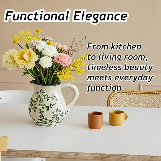Ceramic Utensil Holder for Kitchen Counter, 6.1 Inch Vintage Farmhouse Rustic Cooking Utensil Holder, Modern Home Decor Countertop Organizer Crock for Flower Pot, Spoons & Kitchen Tools