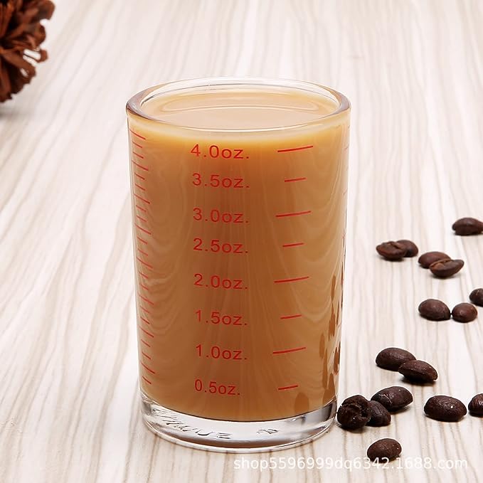 Measuring Cup Shot Glass 3 Ounce/90ML Liquid Heavy High Espresso Glass Cup Black Line (Red)