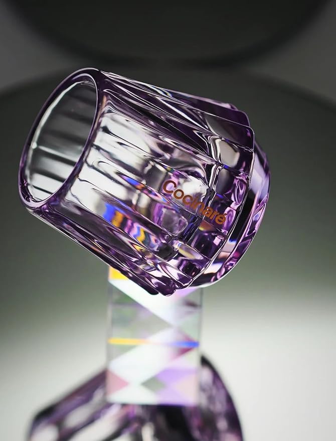 Cocinare KissCup Crystal Espresso Cup – 1.5oz Demitasse Cup for Espresso, Pour-over coffee & Tea, Lavender Purple, Art Crystal