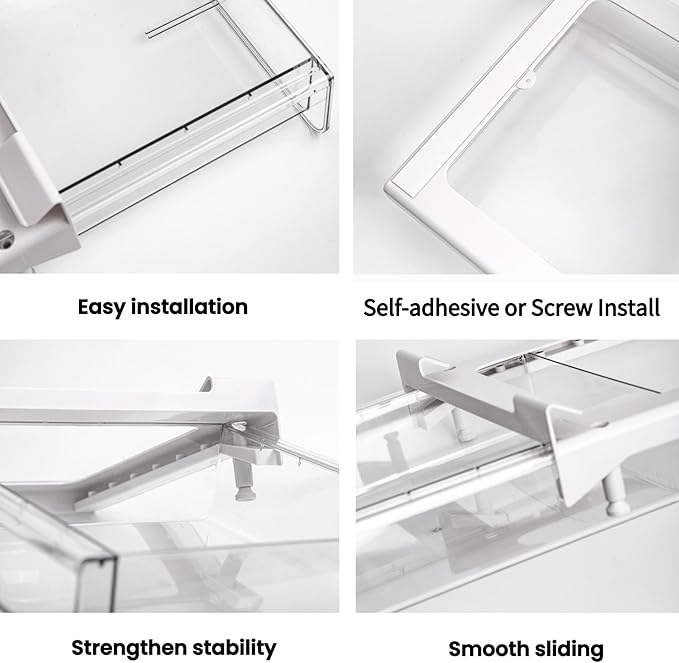 vacane Under Shelf Organizer, Under Shelf Storage Drawer Pull Out, Under Cabinet Basket Hanging Holder for Cupboard Cabinet Pantry Kitchen
