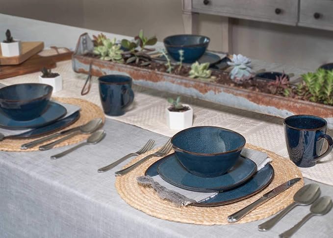Elanze Designs Sophisticated Modern Chic Smooth Ceramic Stoneware Dinnerware Mugs Cups Set of 4 - Navy Blue